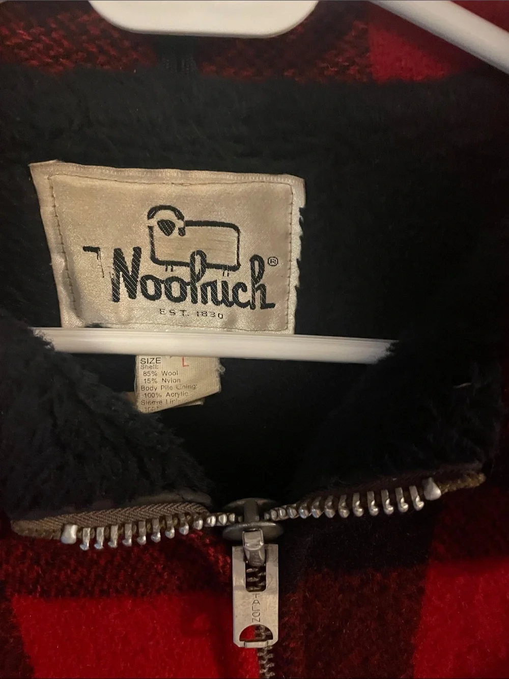 Vintage Woolrich Red & Black Buffalo Check Zip-Up Jacket Size Large Talon Zipper